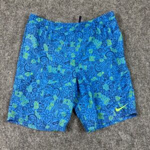 Nike Shorts Large Blue Green Doodle Print Swim Trunks Beach‎ Pool Summer Kids